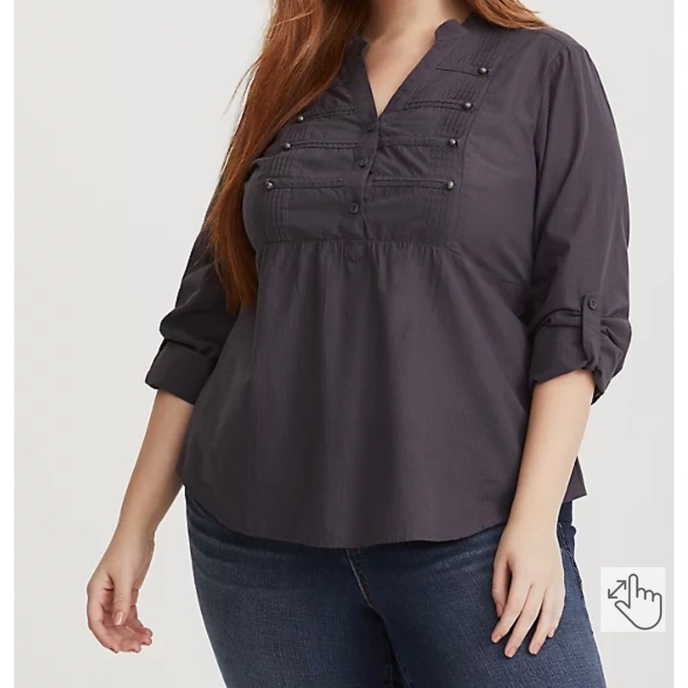 Torrid Military style poplin blouse